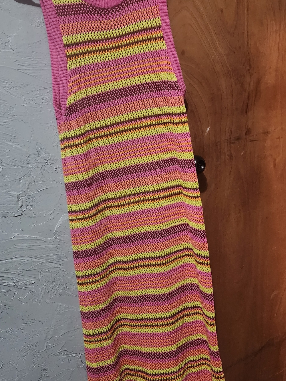 Zara Pink Striped Knit Tank Dress with Multicolor Accents